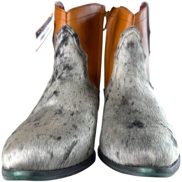 Alcalas Johnny Women Silver Brown Cow Hair-On-Hide Leather Cowboy Boots Size 8.5 - Picture 6 of 10